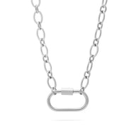 18K Gold PVD Stainless Steel Loop Chain Carabiner Necklace- stainless main 