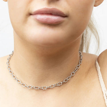 Silver Cable Link Chain Necklace