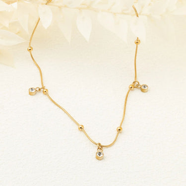 18K Gold PVD Stainless Steel Dangle Stone Necklace- gold studio 