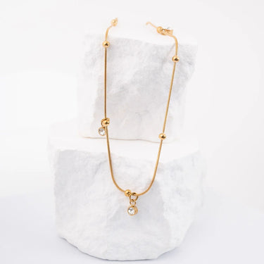 18K Gold PVD Stainless Steel Dangle Stone Necklace- gold studio 