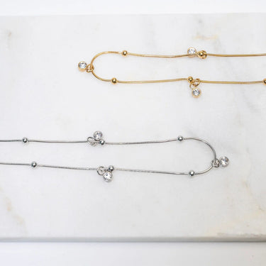 18K Gold PVD Stainless Steel Dangle Stone Necklace- gold and silver studio 