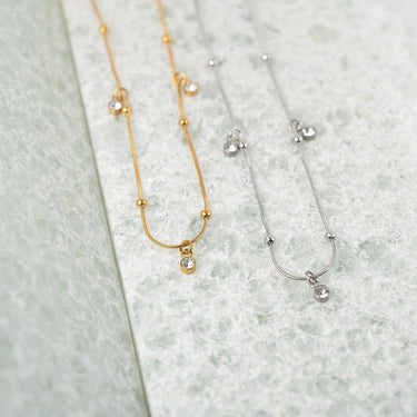 18K Gold PVD Stainless Steel Dangle Stone Necklace- sold and silver studio 