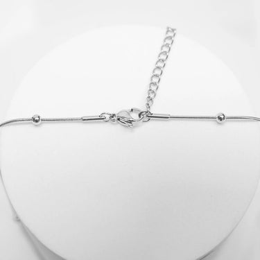 18K Gold PVD Stainless Steel Dangle Stone Necklace- silver clasp shot 