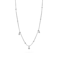 18K Gold PVD Stainless Steel Dangle Stone Necklace- silver main 