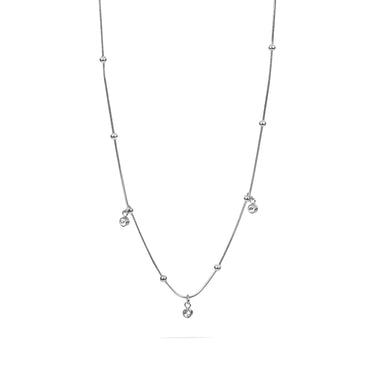 18K Gold PVD Stainless Steel Dangle Stone Necklace- silver main 