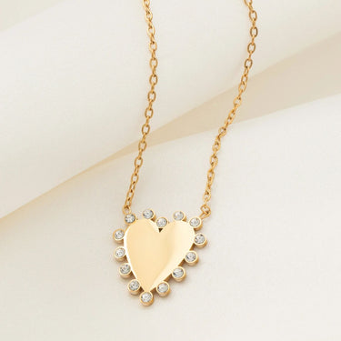 18K Gold PVD Stainless Steel Heart Pendant Necklace- gold studio 