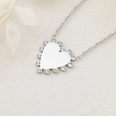 18K Gold PVD Stainless Steel Heart Pendant Necklace- silver studio 