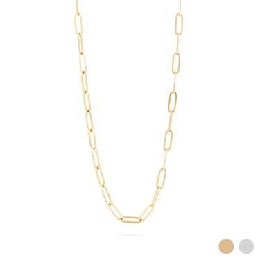 Wholesale jewelry 18K Gold PVD Stainless Steel Lock Paperclip Necklace- gold main 