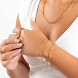 Wholesale jewelry 18K Gold PVD Stainless Steel Lock Paperclip Necklace- gold model 