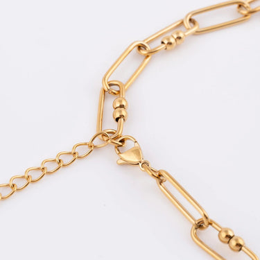 Wholesale jewelry 18K Gold PVD Stainless Steel Knot Paperclip Chain Necklace - gold studio/clasp  