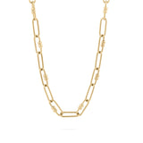 Wholesale jewelry 18K Gold PVD Stainless Steel Knot Paperclip Chain Necklace - gold main 