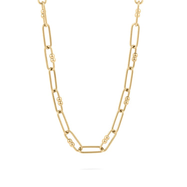 Wholesale jewelry 18K Gold PVD Stainless Steel Knot Paperclip Chain Necklace - gold main 