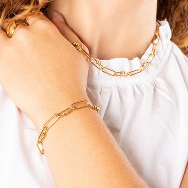 Wholesale jewelry 18K Gold PVD Stainless Steel Knot Paperclip Chain Necklace - gold model 