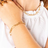 Wholesale jewelry 18K Gold PVD Stainless Steel Knot Paperclip Chain Bracelet - gold model 