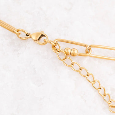 Wholesale jewelry 18K Gold PVD Stainless Steel Knot Paperclip Chain Necklace - gold studio/clasp  