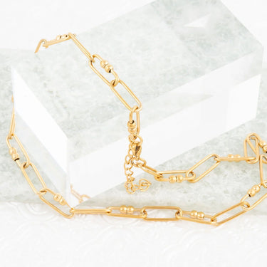 Wholesale jewelry 18K Gold PVD Stainless Steel Knot Paperclip Chain Necklace - gold studio 