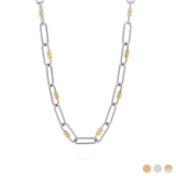 Wholesale jewelry 18K Gold PVD Stainless Steel Knot Paperclip Chain Necklace - mixed metal main 