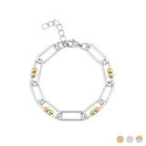 Wholesale jewelry 18K Gold PVD Stainless Steel Knot Paperclip Chain Bracelet - mixed metal main 
