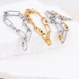 Wholesale jewelry 18K Gold PVD Stainless Steel Knot Paperclip Chain Bracelet - collection shot 