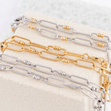 Wholesale jewelry 18K Gold PVD Stainless Steel Knot Paperclip Chain Necklace - collection shot 
