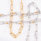 Wholesale jewelry 18K Gold PVD Stainless Steel Knot Paperclip Chain Necklace - collection shot 