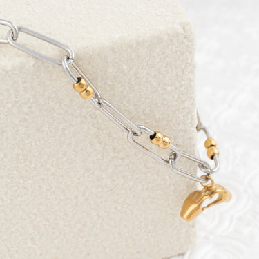 Wholesale jewelry 18K Gold PVD Stainless Steel Knot Paperclip Chain Necklace - mixed metal  studio