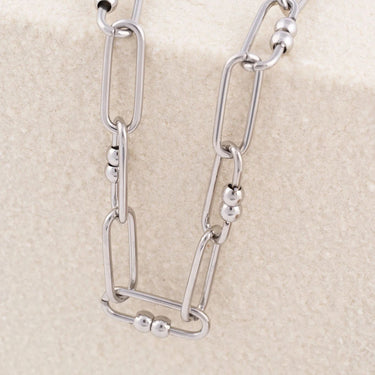 Wholesale jewelry 18K Gold PVD Stainless Steel Knot Paperclip Chain Necklace - stainless studio 