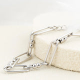 Wholesale jewelry 18K Gold PVD Stainless Steel Knot Paperclip Chain Bracelet - stainless studio 