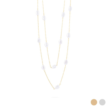 Wholesale jewelry 18K Gold PVD Stainless Steel Layered Pearl Necklace - gold main 