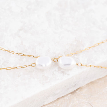 Wholesale jewelry 18K Gold PVD Stainless Steel Layered Pearl Necklace - gold studio 