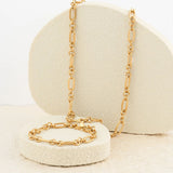 Wholesale jewelry 18K Gold PVD Stainless Steel Long & Short Link Necklace - gold studio 