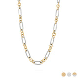 Wholesale jewelry 18K Gold PVD Stainless Steel Long & Short Link Necklace - mixed metal main 