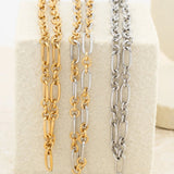 Wholesale jewelry 18K Gold PVD Stainless Steel Long & Short Link Necklace - variant collection shot