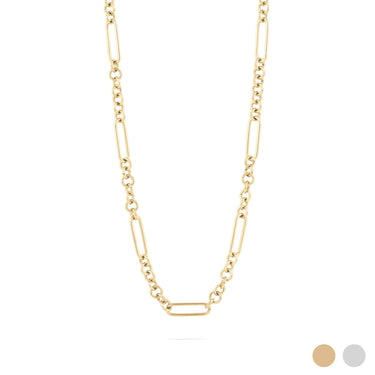 Wholesale jewelry 18K Gold PVD Stainless Steel Mixed Chain Necklace - gold main
