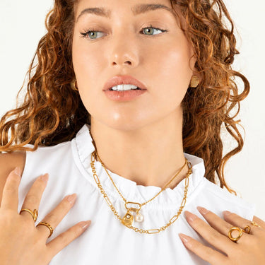 Wholesale jewelry 18K Gold PVD Stainless Steel Mixed Chain Necklace - gold model