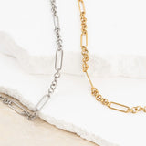 Wholesale jewelry 18K Gold PVD Stainless Steel Mixed Chain Necklace - stainless and gold studio