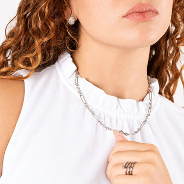 Wholesale jewelry 18K Gold PVD Stainless Steel Mixed Chain Necklace - stainless model