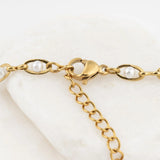 Wholesale jewelry 18K Gold PVD Stainless Steel Pearl Chain Necklace - gold clasp 