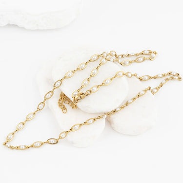 Wholesale jewelry 18K Gold PVD Stainless Steel Pearl Chain Necklace - gold studio 