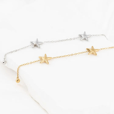 Wholesale jewelry 18K Gold PVD Stainless Steel Star Lariat Necklace - stainless and gold studio 