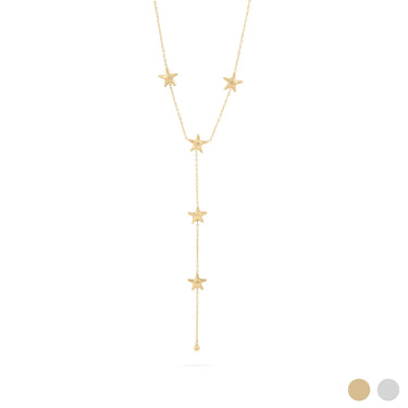 Wholesale jewelry 18K Gold PVD Stainless Steel Star Lariat Necklace - gold main 