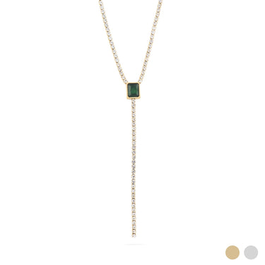 Wholesale jewelry 18K Gold PVD Stainless Steel Stone Chain Lariat Necklace- gold main 