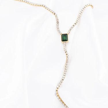 Wholesale jewelry 18K Gold PVD Stainless Steel Stone Chain Lariat Necklace- gold studio 