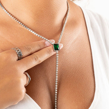 Wholesale jewelry 18K Gold PVD Stainless Steel Stone Chain Lariat Necklace- stainless model