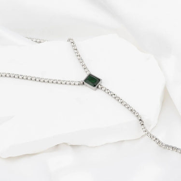 Wholesale jewelry 18K Gold PVD Stainless Steel Stone Chain Lariat Necklace- stainless studio