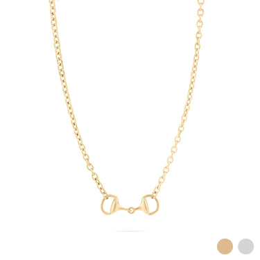 Wholesale jewelry 18K Gold PVD Stainless Steel Horsebit Necklace - gold main 