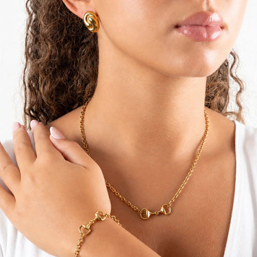 Wholesale jewelry 18K Gold PVD Stainless Steel Horsebit Necklace - gold model 