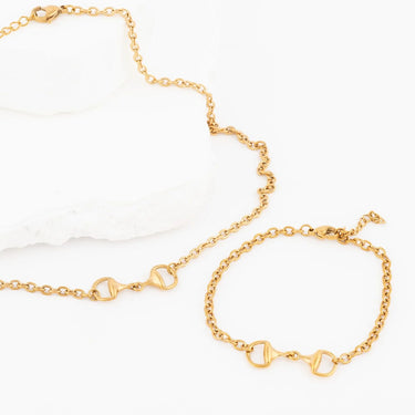 Wholesale jewelry 18K Gold PVD Stainless Steel Horsebit Necklace - gold studio  