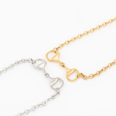 Wholesale jewelry 18K Gold PVD Stainless Steel Horsebit Necklace - stainless and gold studio  