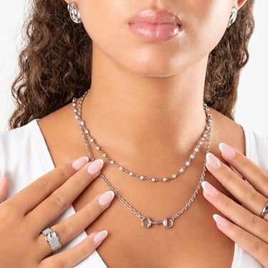 Wholesale jewelry 18K Gold PVD Stainless Steel Horsebit Necklace - stainless model 